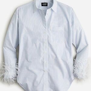 J. Crew Collection Blue Striped Feather Cuff Shirt 8